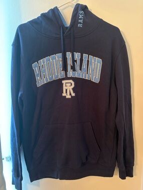 Rhode Island Navy Hooded Sweatshirt with Arch Logo